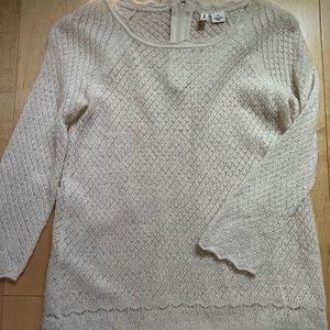 Moth pointelle wool knit sweater